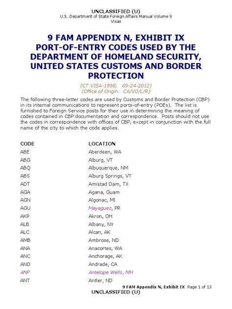 uscis port of entry codes.